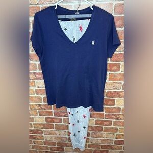 Bundle: Polo Ralph Lauren b-neck Tshirt and Polo assn sleep pants. Size XL